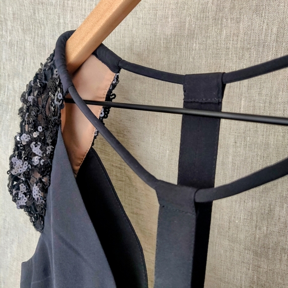 BCBGMaxAzria Sierra Blouse with Sequined Cap Sleeves - Picture 3 of 9